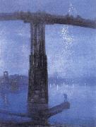 James Abbott McNeil Whistler Blue and Gold-Old Battersea Bridge painting
